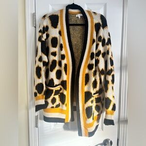 Miracle USA Black and Yellow Animal Print Cardigan
